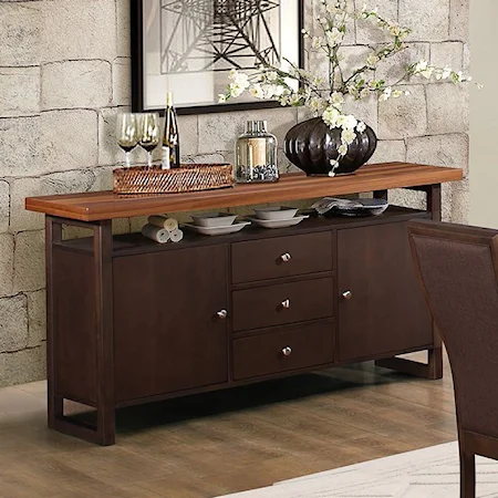 Contemporary Dining Server with Two-Tone Finish